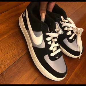 Gray/black/white Air Force ones